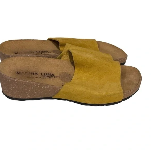 Marina Luna Women’s Suede Sandals Mustard Yellow Size 6.5 Made in Italy​​​​​​ - Picture 5 of 9